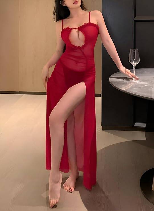 Venlisa Transparan Yırtmaçlı Gecelik V2502