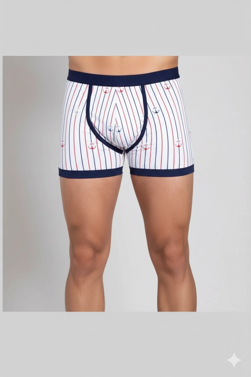 Berrak Çapa Ve Çizgi Baskı Erkek Boxer 1107