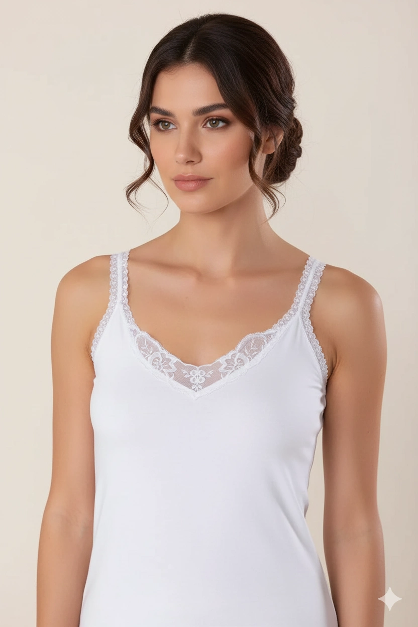 Şahinler Yakası ve Askıları Dantel Atlet B443