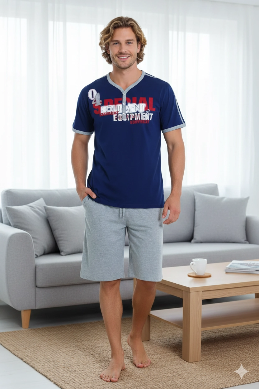 Berrak Yazlık Baskılı Erkek Ev Giyim