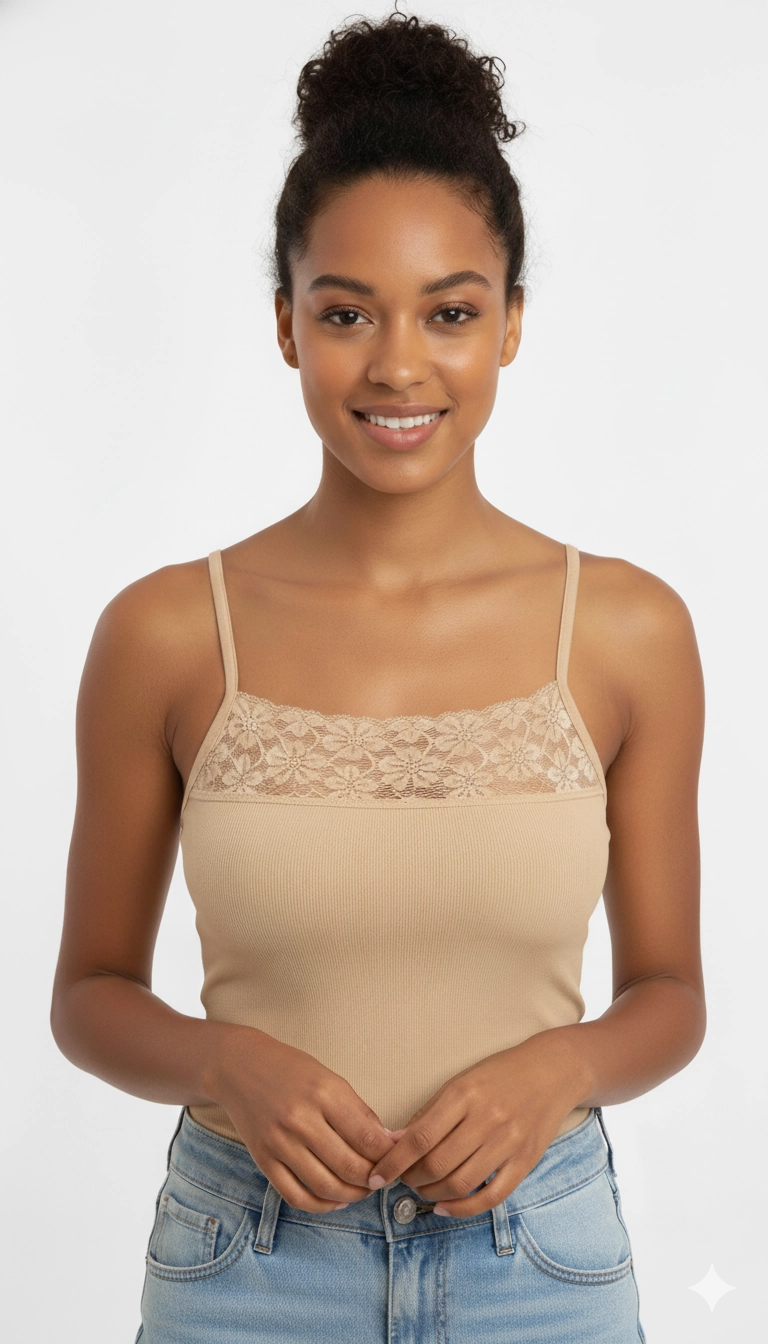 Şahinler Dar Dantel İp Askılı Ten B607