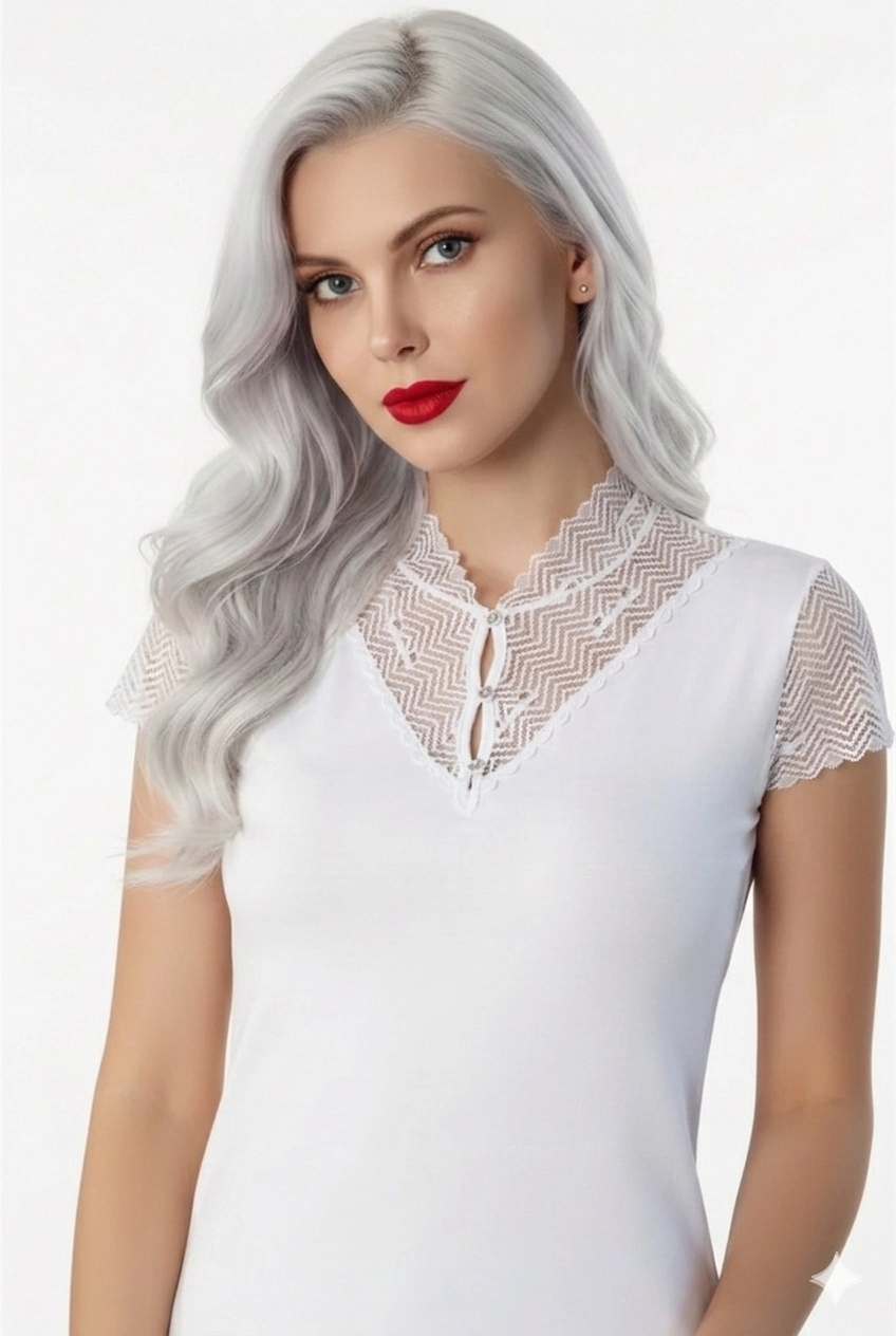 Şahinler Düğmeli Dantelli Atlet Bluz B640