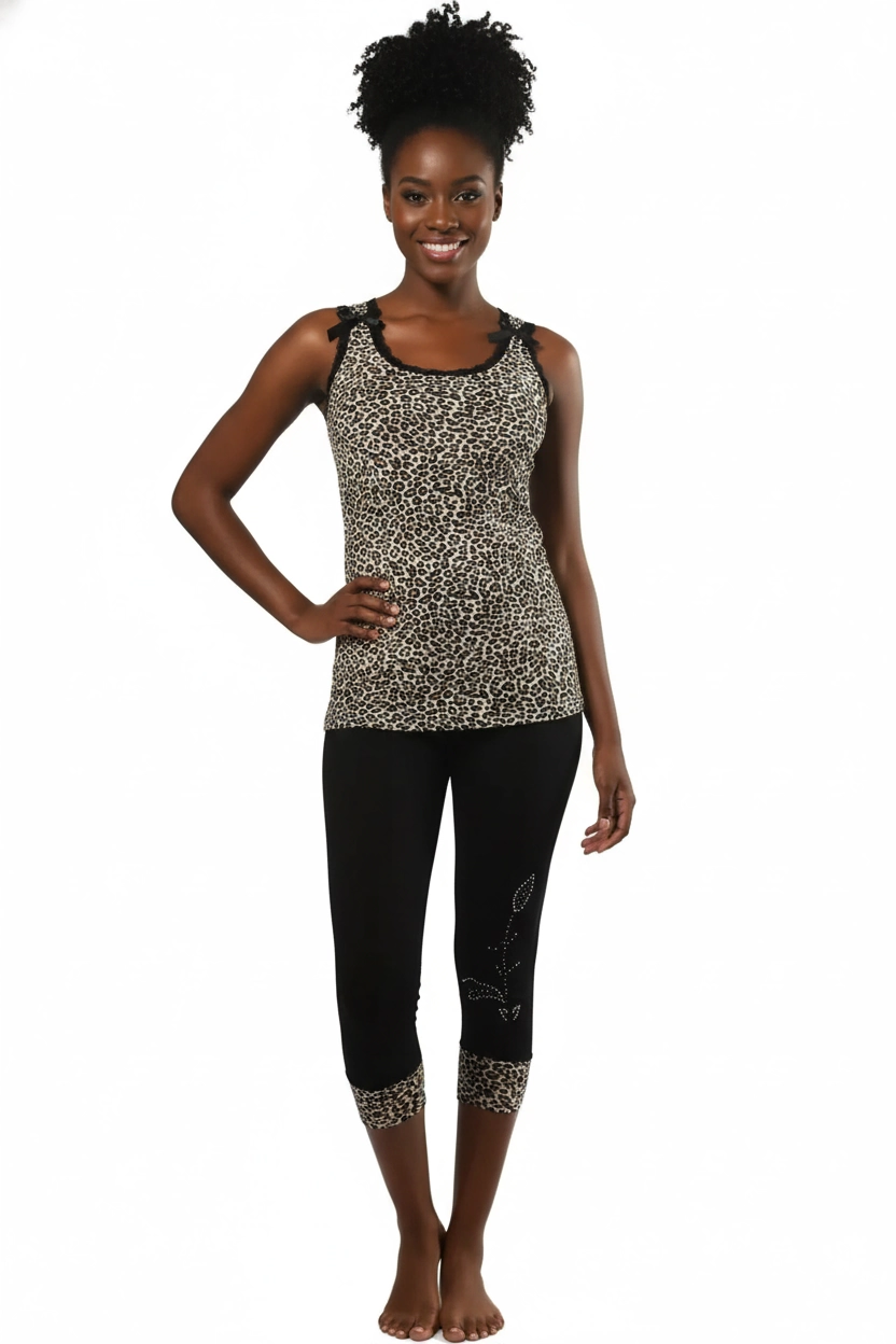 HMD Kadın Leopar Baskılı Tayt Takım 60011