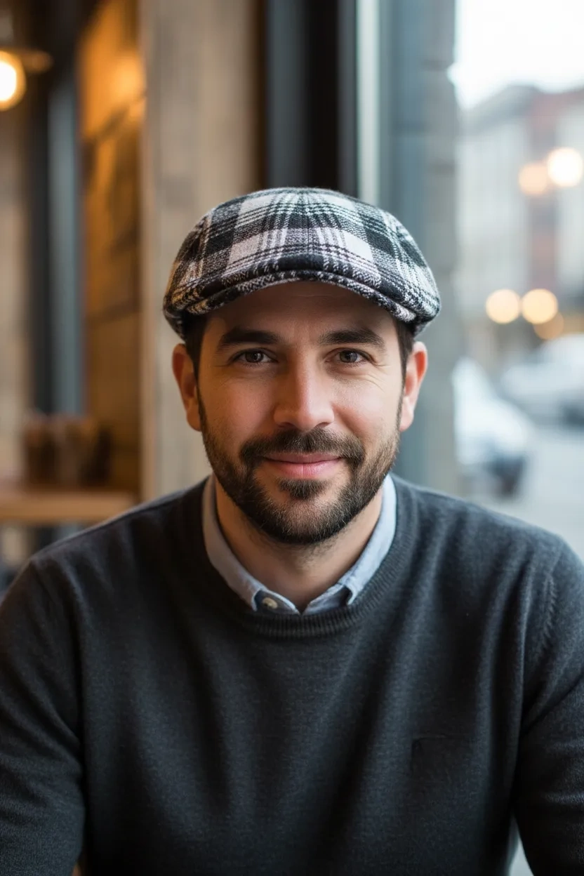 yoncatoptan Kış ve Sonbahar için Balık Sırtı Desenli Kasket Şapka Rahat ve Esnek