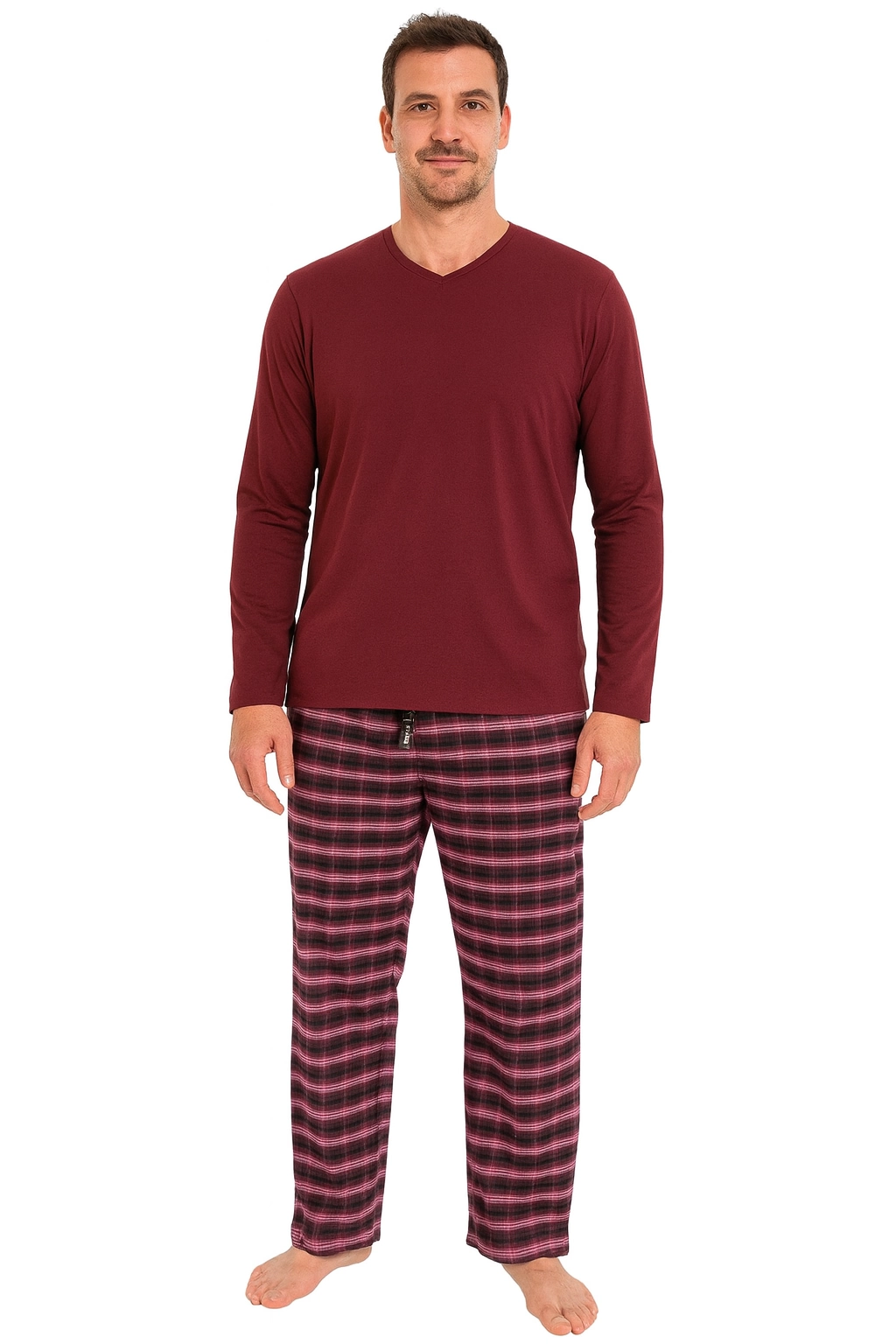 Pijalüx Erkek Kareli Poplin Cepli Alt Pijama