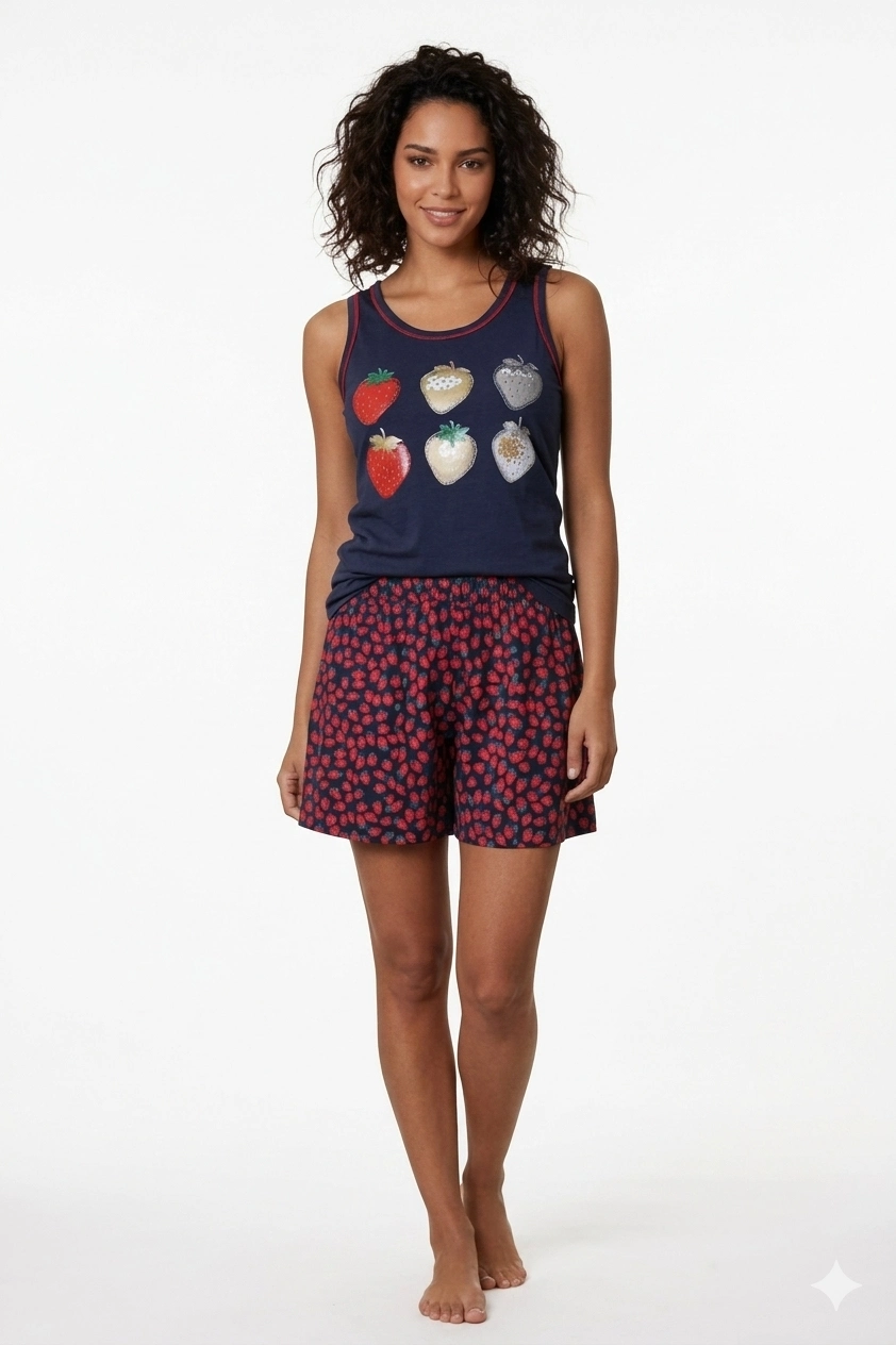 2490 BERRAK ÇİLEKLİ BAYAN ŞORTLU TAKIM