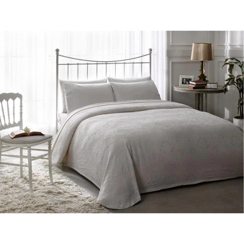 Taç Jakar Tek Kişilik Pike Takımı Amanda Krem Rengi