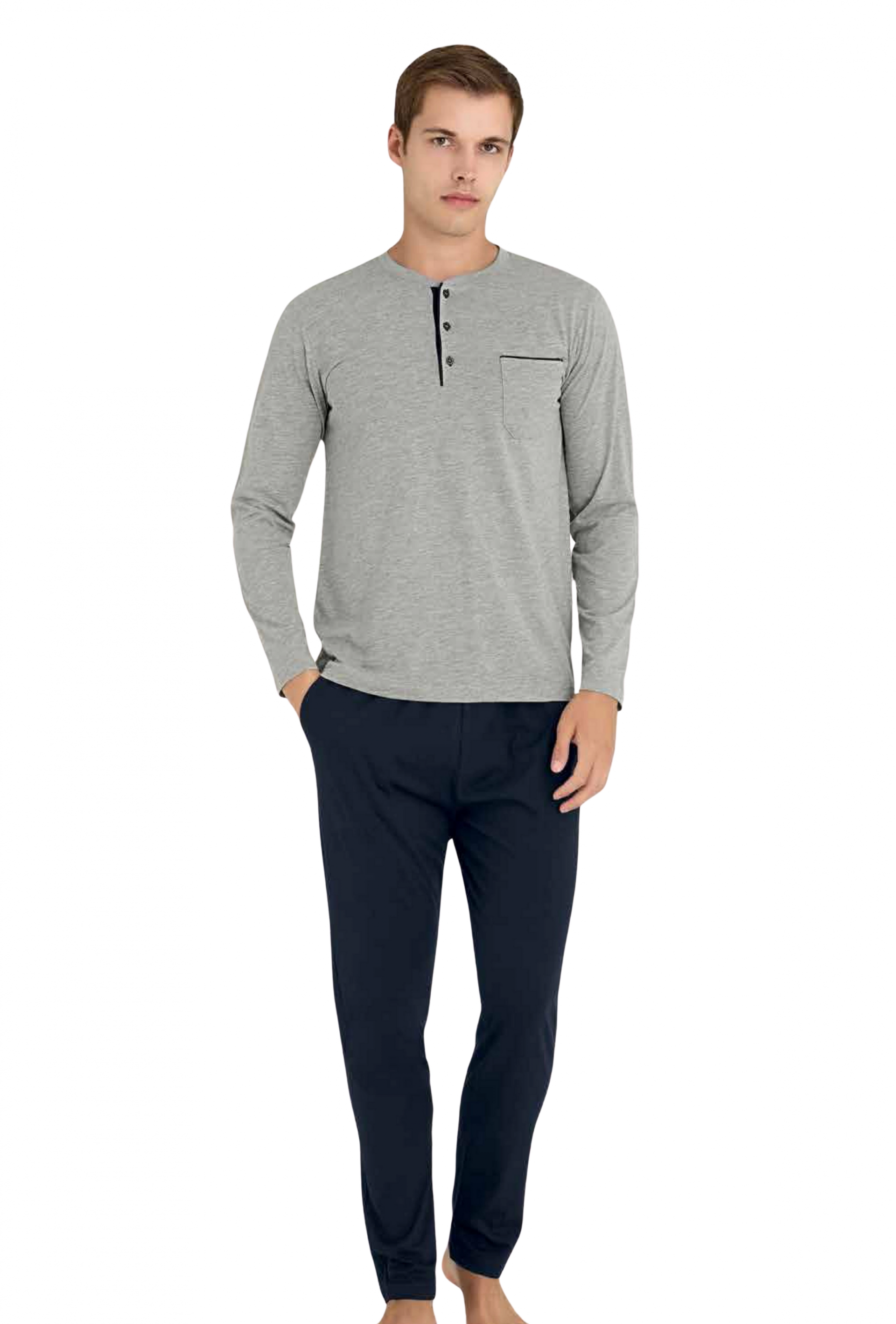 KLY Midi Yaka Erkek Uzun Kollu Kışlık Pijama 9250