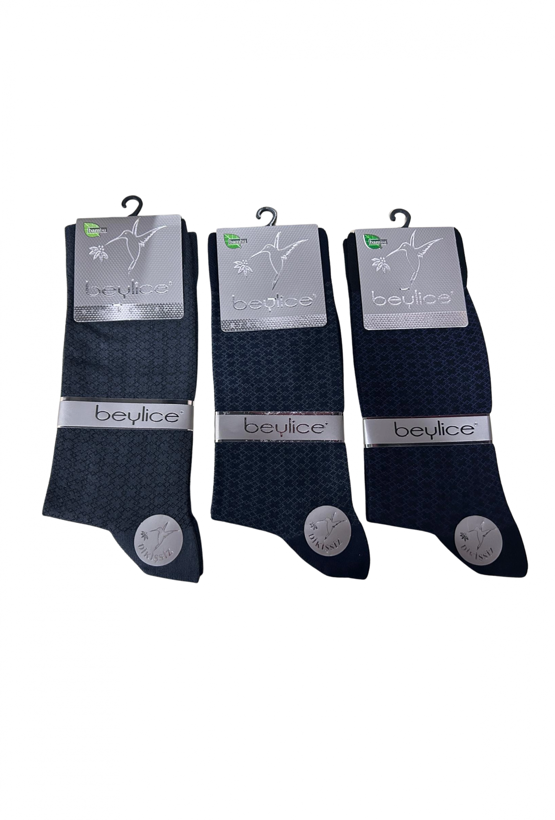 Beylice Desenli Bambu Dikişsiz Erkek Çorabı -Sıkmayan Lastik- Tavşan Kulağı Kavrayan Topuk 6 ADET