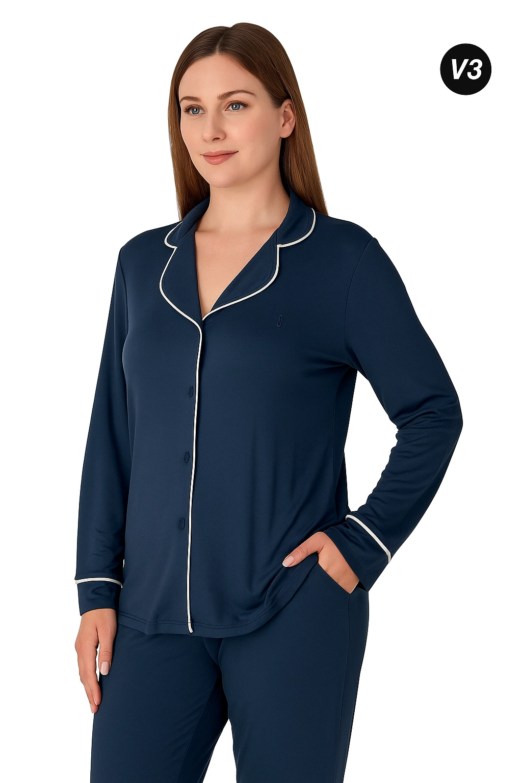 Limissi Önden Düğmeli Kadın Pijaması acivert Renk 26611