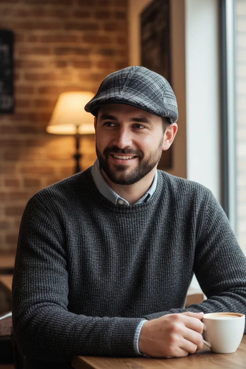 Kışlık Kulaklı Ekose Ördek Şapka Koyu Renk