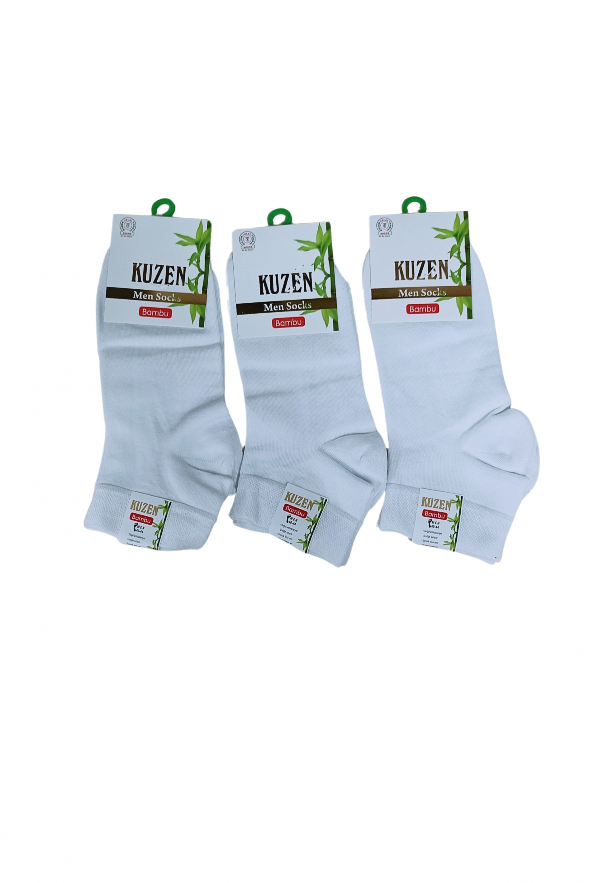 Kuzen Dikişsiz Yarım Konç  Beyaz Bambu Erkek Çorap 6 Adet