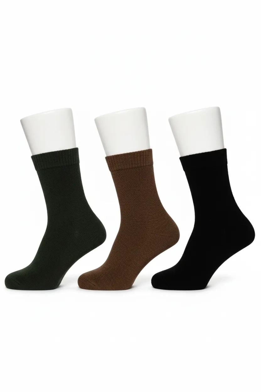 Leroni Dikşsiz Organik Pamuk Termal Havlu Çorap. Bileği Sıkmayan Lastik- 6 Adet