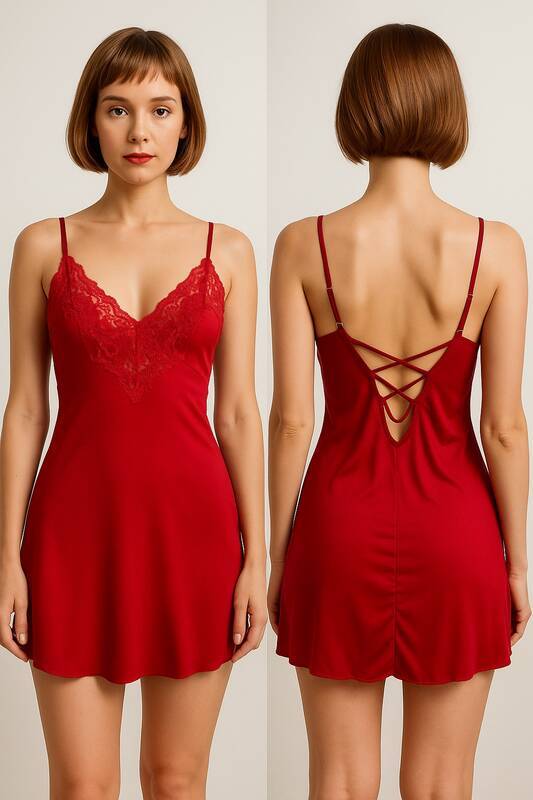 Venlisa Zarif Dantel İşlemeli Kadın Gecelik V2104