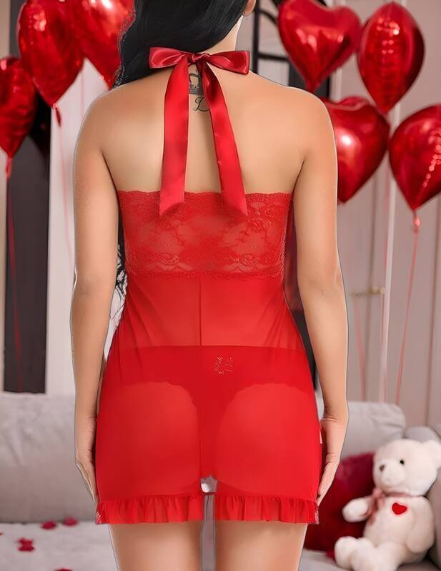 Venlisa Dantel ve Tül Detaylı Gecelik Takımı V2205