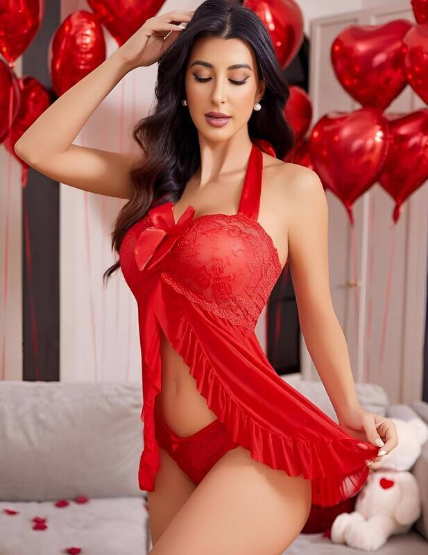 Venlisa Dantel ve Tül Detaylı Gecelik Takımı V2205