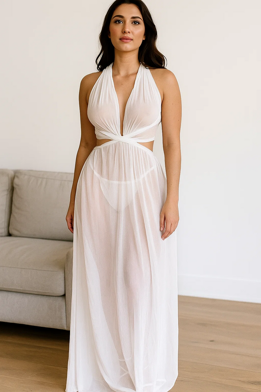 Venlisa Kadın Uzun Transparan Tül Gecelik V2503